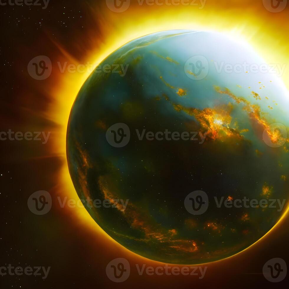 Ende von das Welt, Planet Explosion. generativ ai foto