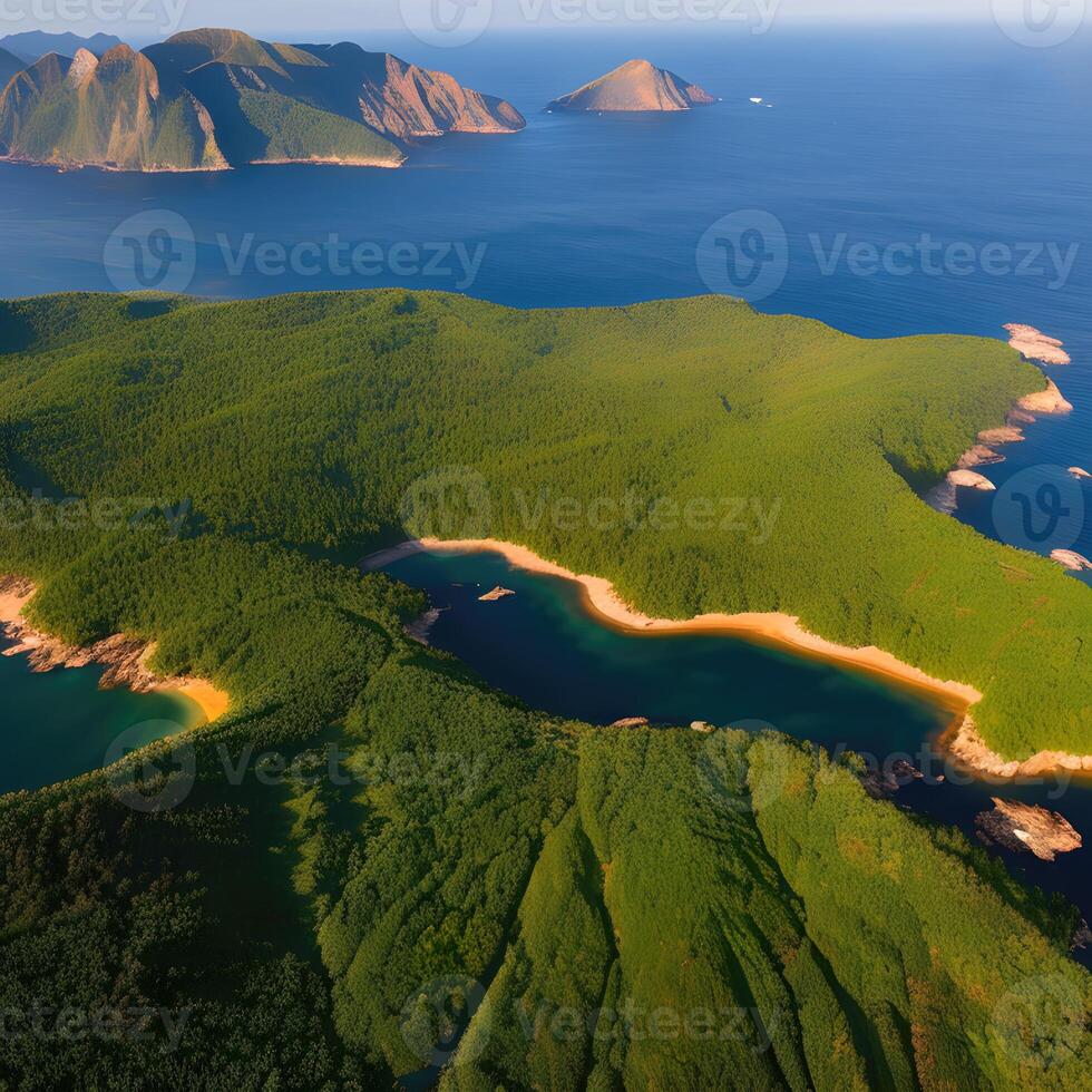 schön Insel im Ozean, generativ ai foto