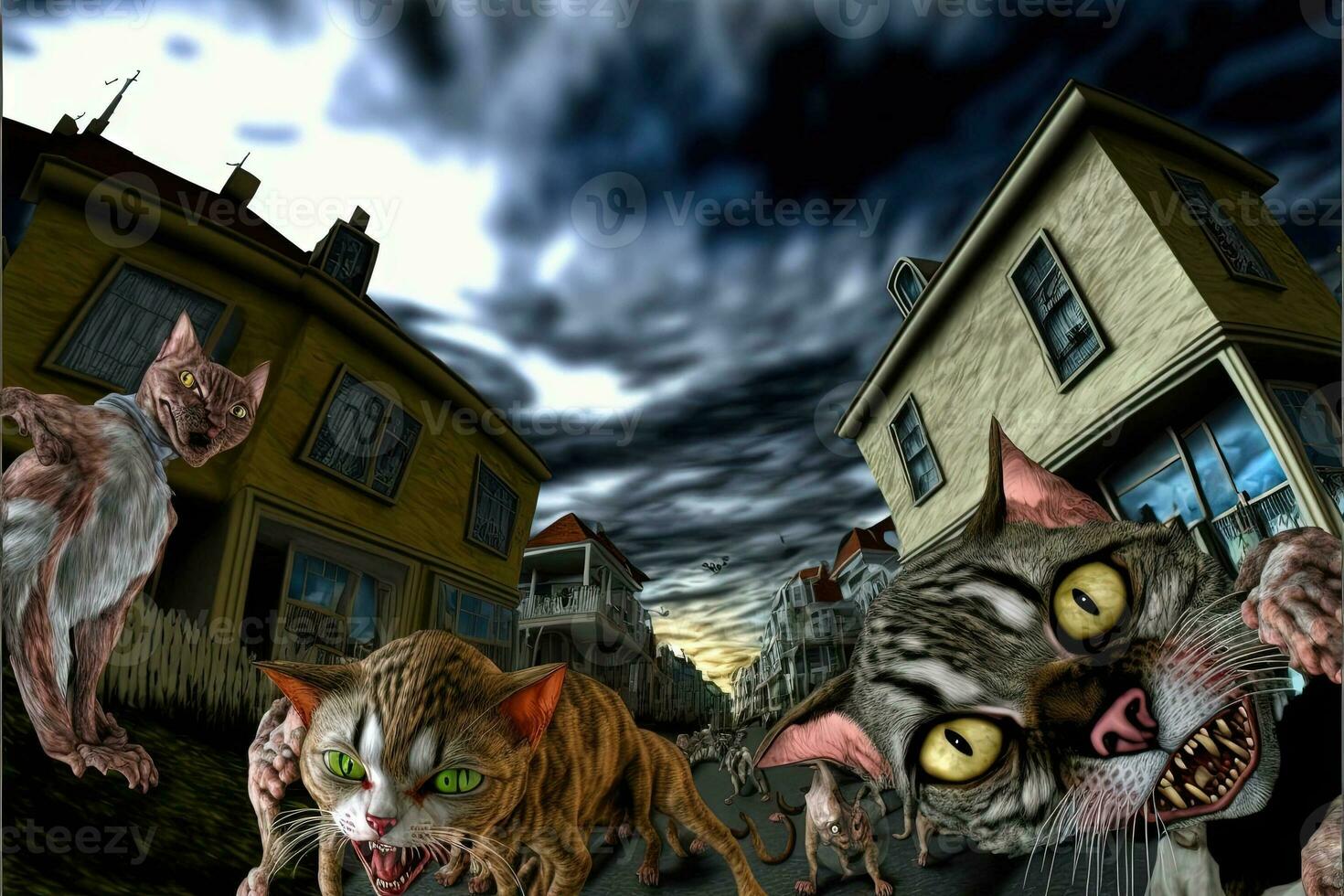 Zombie Katzen ai generiert foto