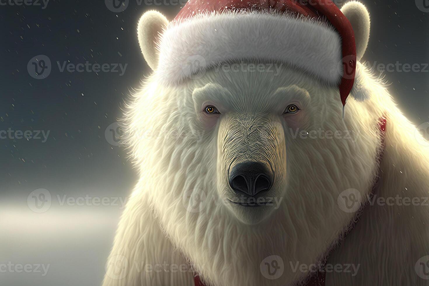 Weiß Polar- Bär Santa claus Weihnachten Kleid und Hut generativ ai foto
