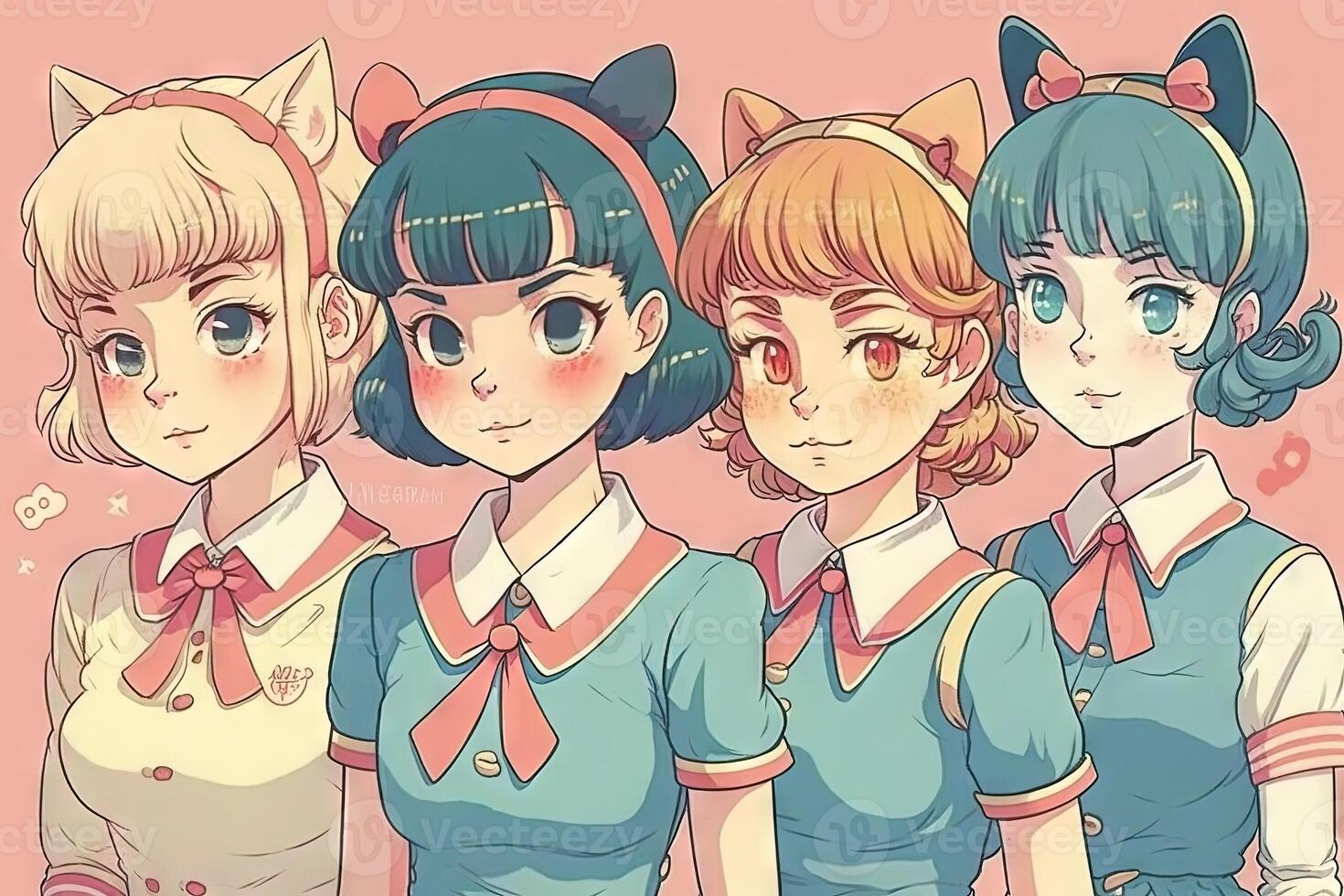 ziemlich Anime Schule Mädchen suchen beim Sie Illustration generativ ai foto