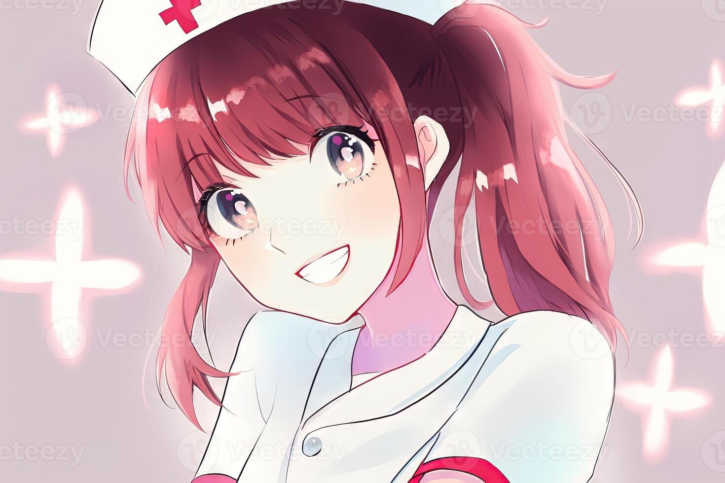 ziemlich Anime Krankenschwester suchen beim Sie Illustration generativ ai foto