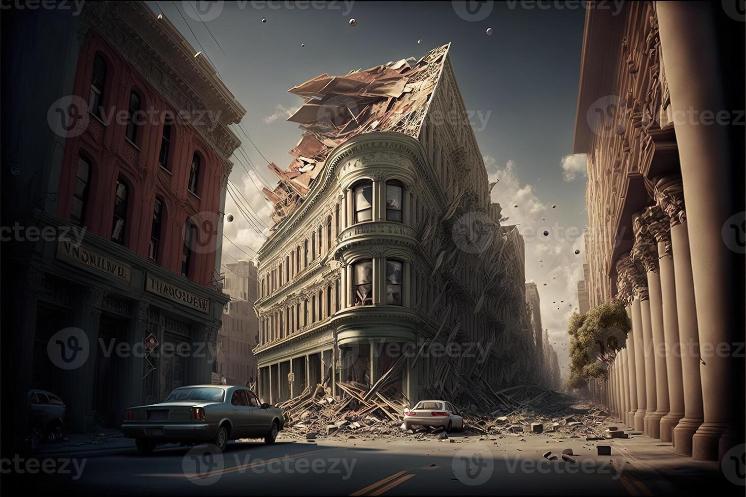 Erdbeben im san Francisco zerstört Illustration generativ ai foto
