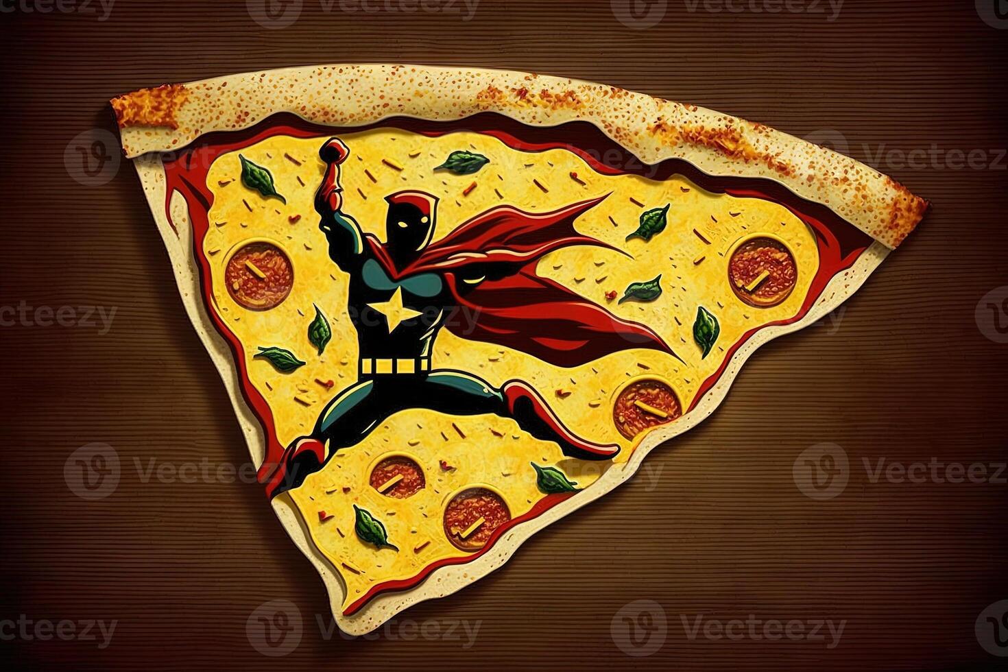 Superheld Pizza Illustration generativ ai foto