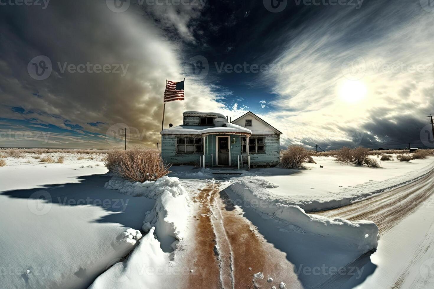 sehr kalt Wetter im Amerika Landschaft vereinigt Zustände im Winter Illustration generativ ai foto