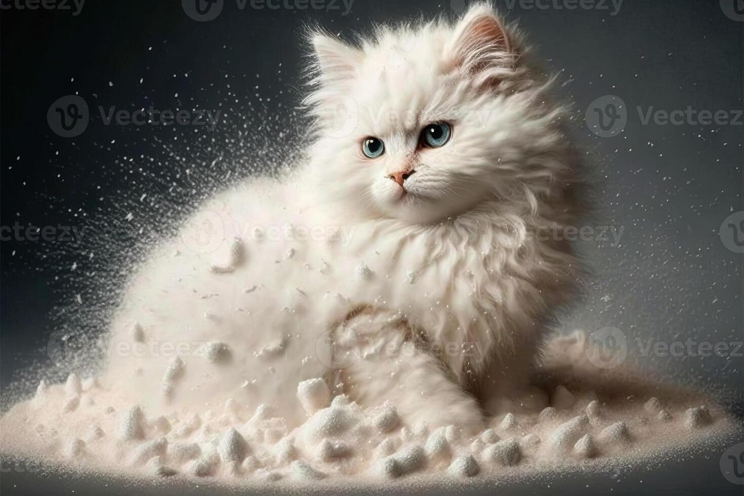 Weiß Katze gemacht von Aufregung Kokosnuss Flocken Illustration generativ ai foto