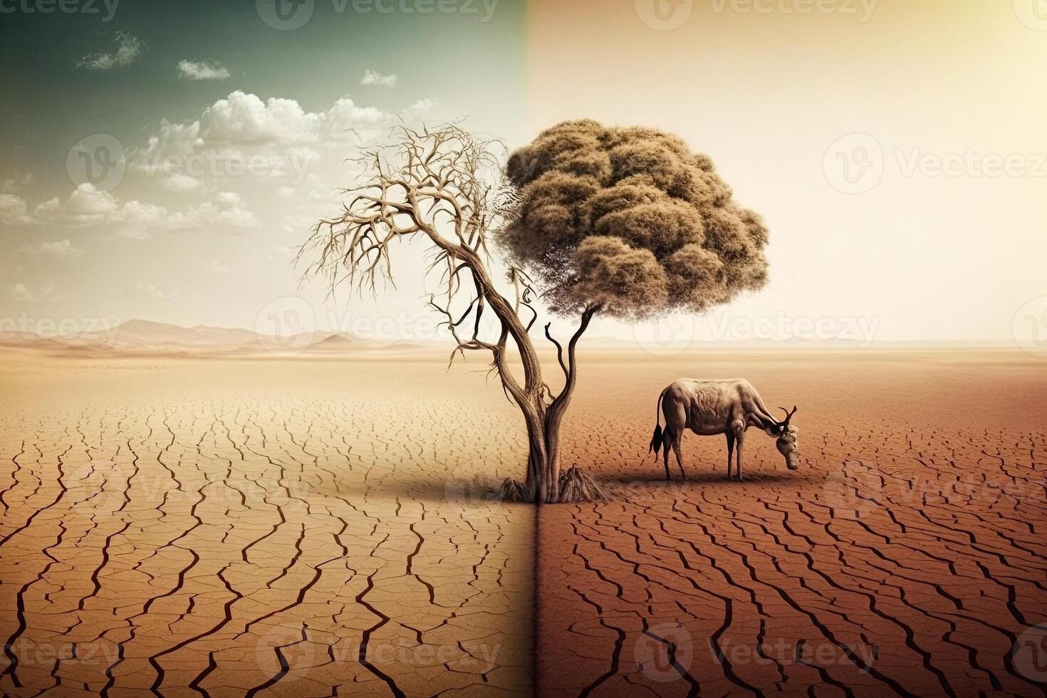 Welt Tag zu Kampf, Desertifikation und Dürre Illustration generativ ai foto