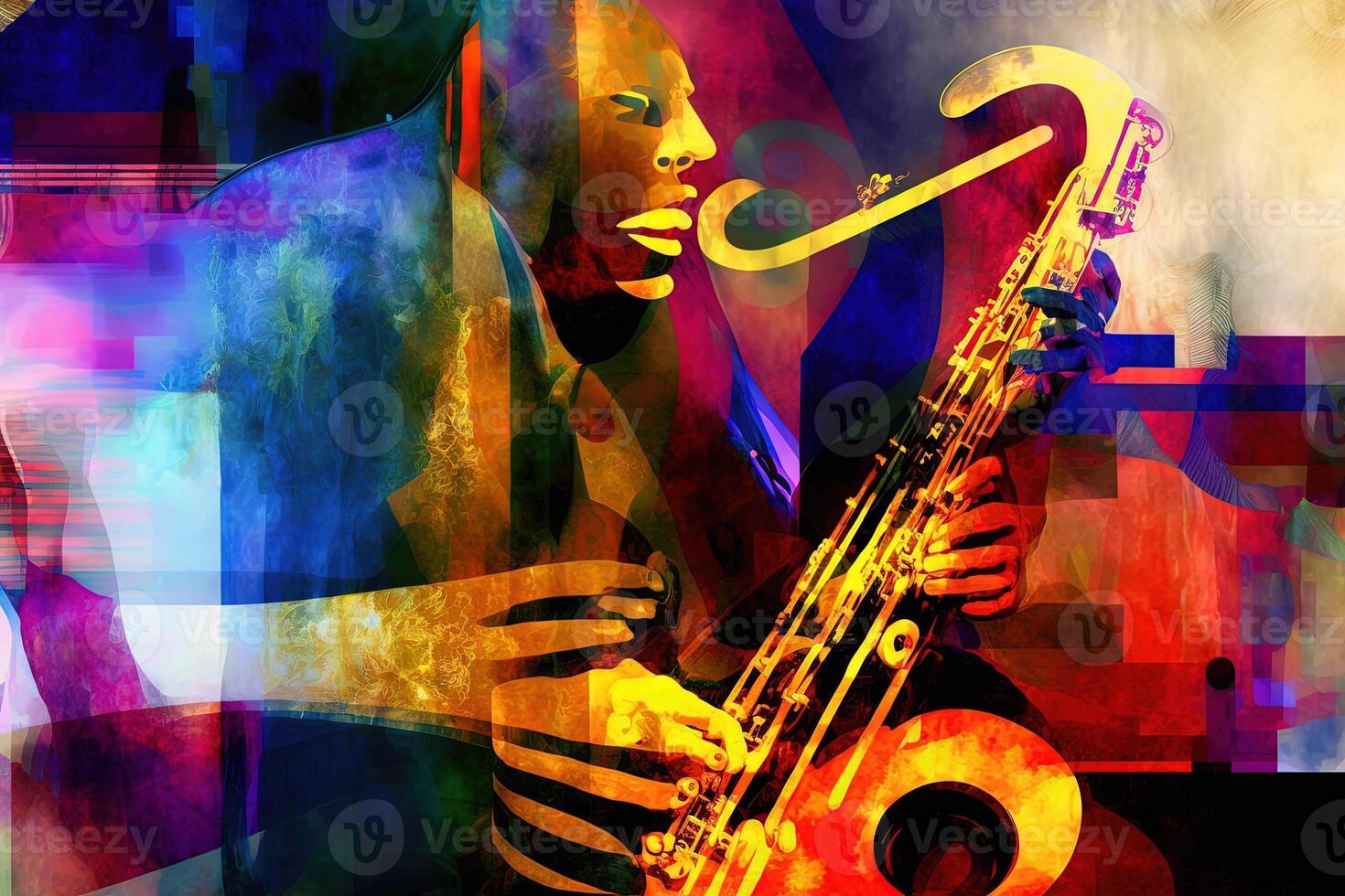 International Welt Jazz Tag Poster Design abstrakt Illustration generativ ai foto