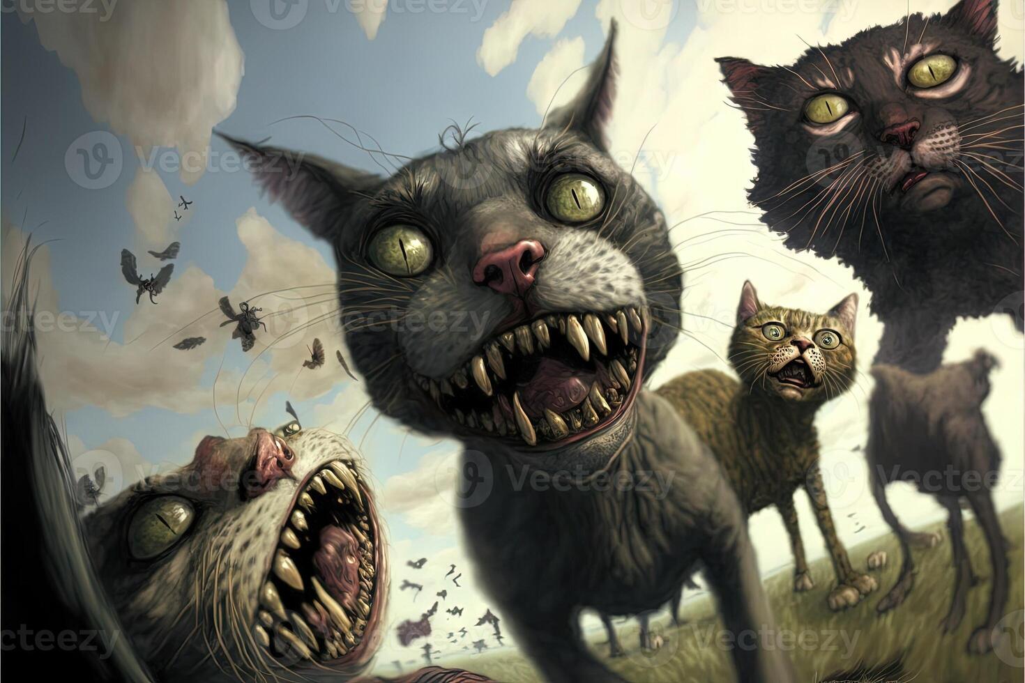 Zombie Katzen Illustration generativ ai foto