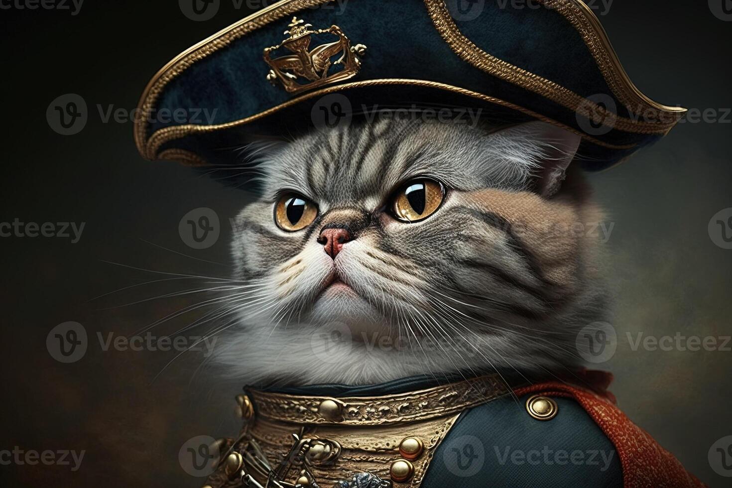 Katze wie Napoleon Bonaparte berühmt historisch Charakter Porträt Illustration generativ ai foto