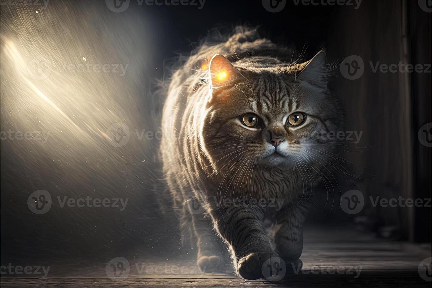 Katze Laufen beim Geschwindigkeit Licht Illustration generativ ai foto