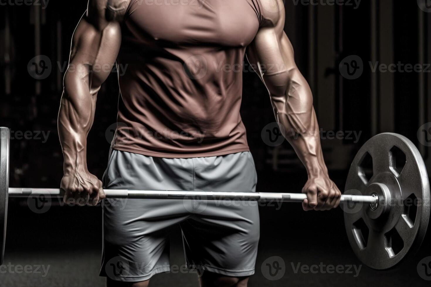 muskulös Mann Heben Gewicht beim das Fitnessstudio Illustration generativ ai foto