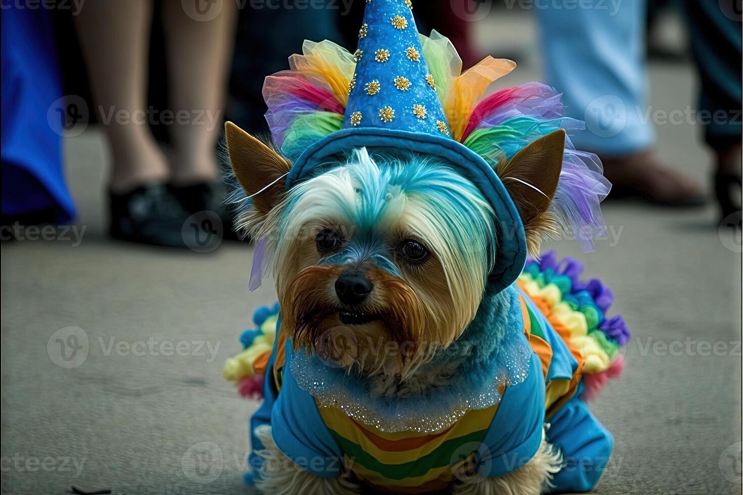 Hund im Karneval Kostüm beim Karneval Parade Illustration generativ ai foto