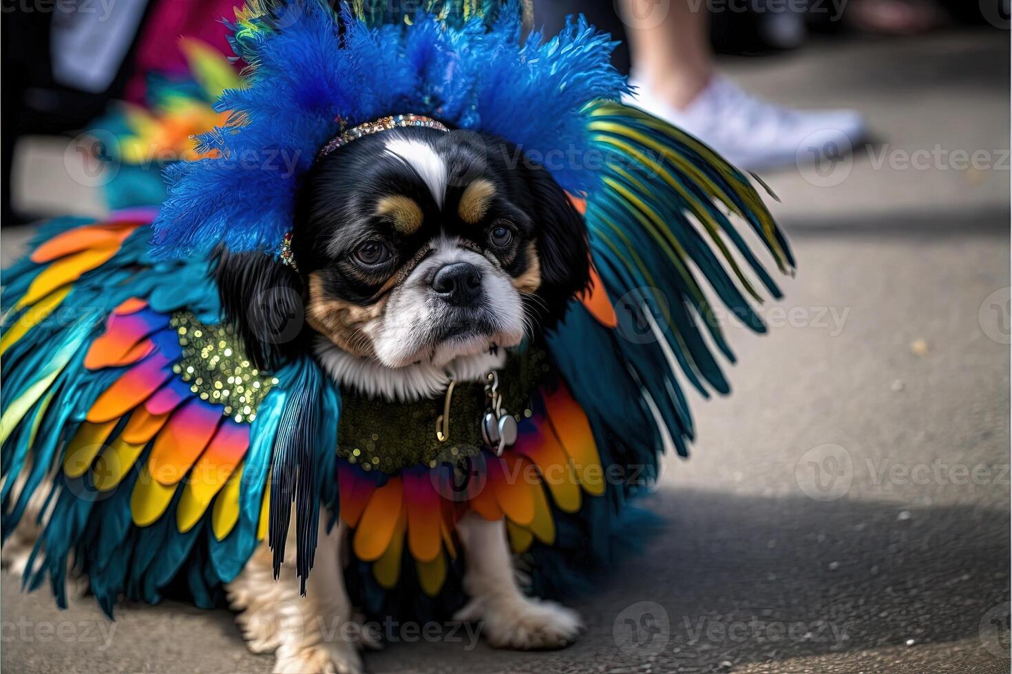 Hund im Karneval Kostüm beim Karneval Parade Illustration generativ ai foto