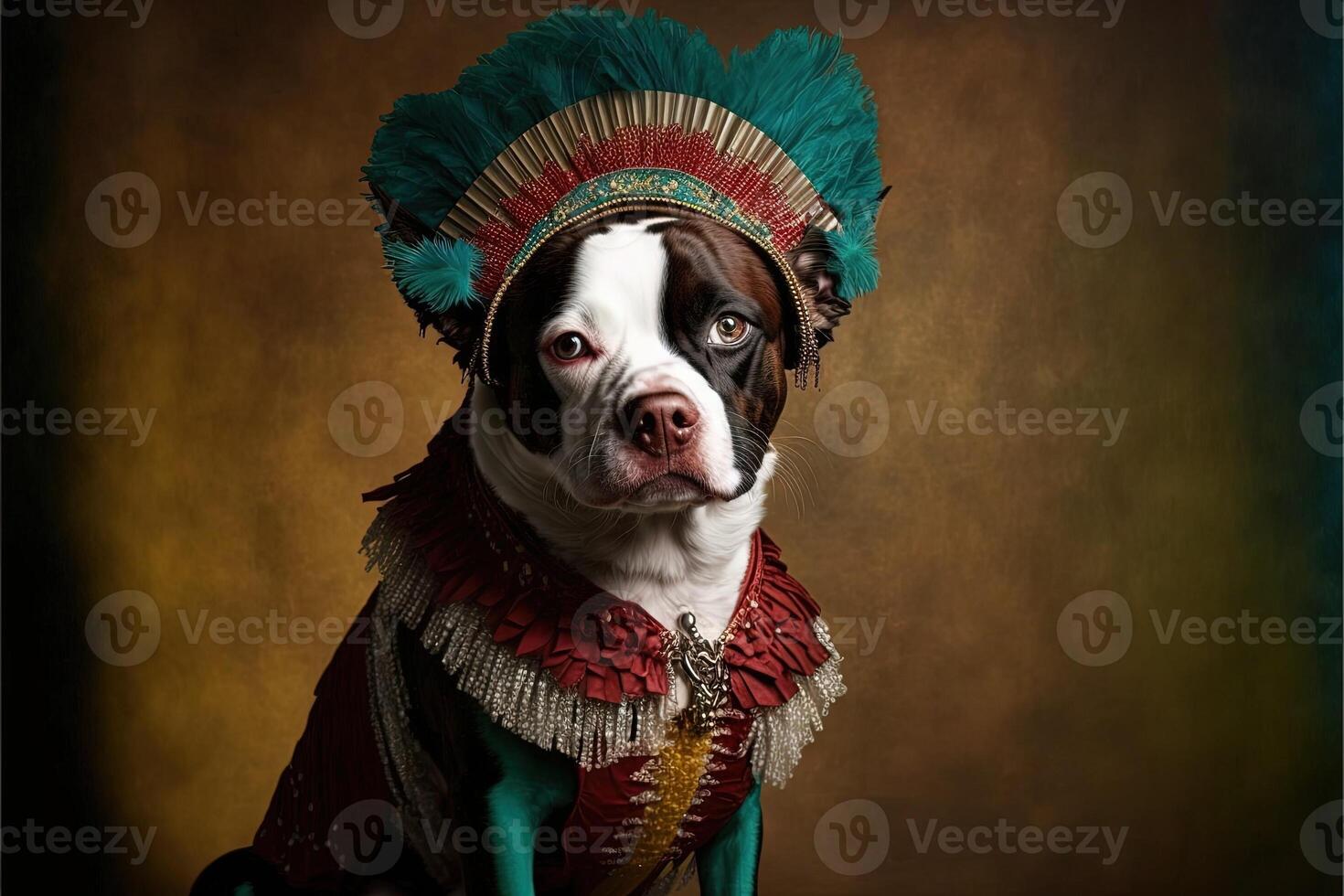 Hund im Karneval Kostüm beim Karneval Parade Illustration generativ ai foto