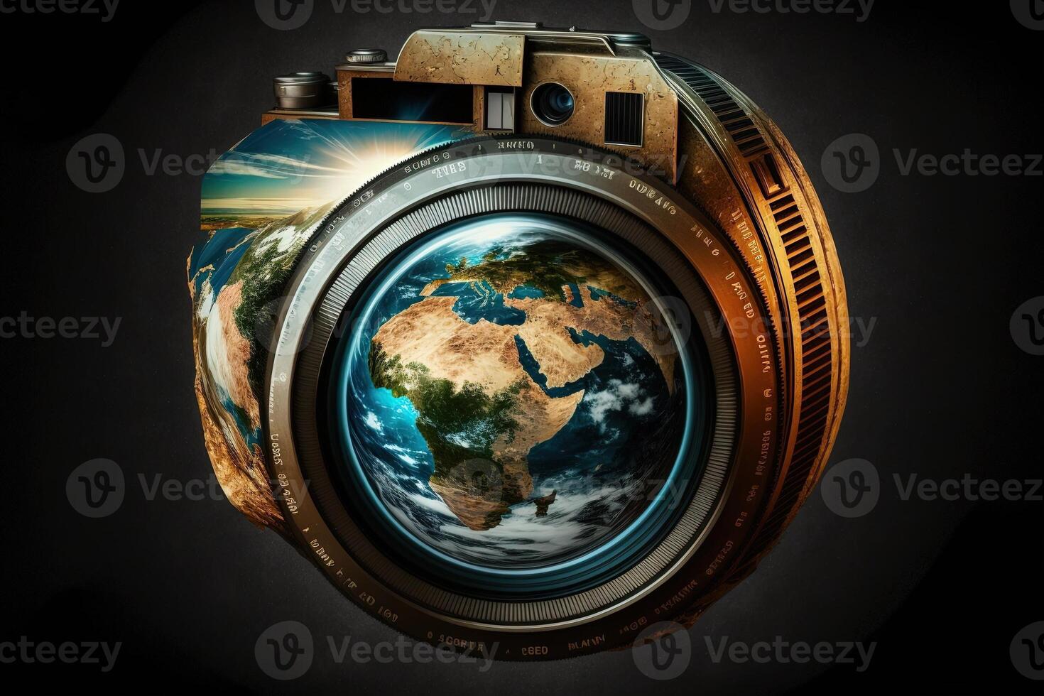 Welt Fotografie Tag Erde Globus im bilden von Kamera Illustration generativ ai foto