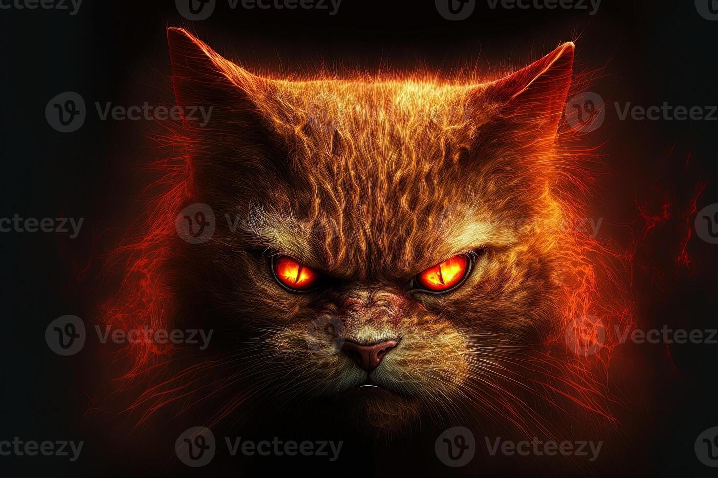 böse Katze beim das Inferno. Hölle im Flammen Illustration generativ ai foto