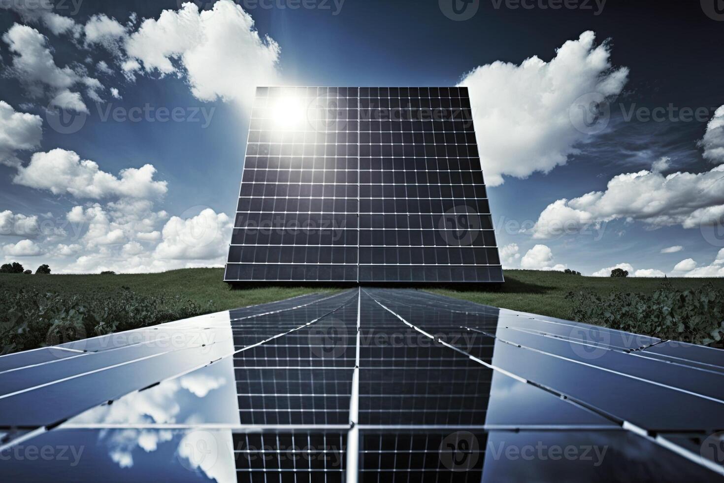 enorm Photovoltaik Leistung Pflanze Illustration generativ ai foto