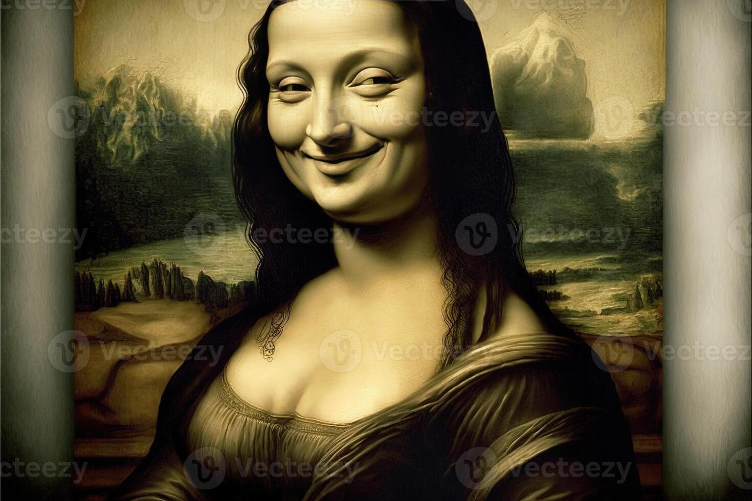 lächelnd mona lisa Porträt Illustration generativ ai foto