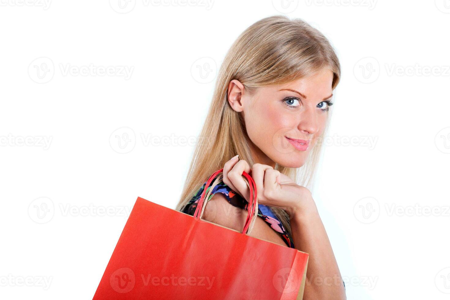 ein Frau mit Einkaufen Taschen foto