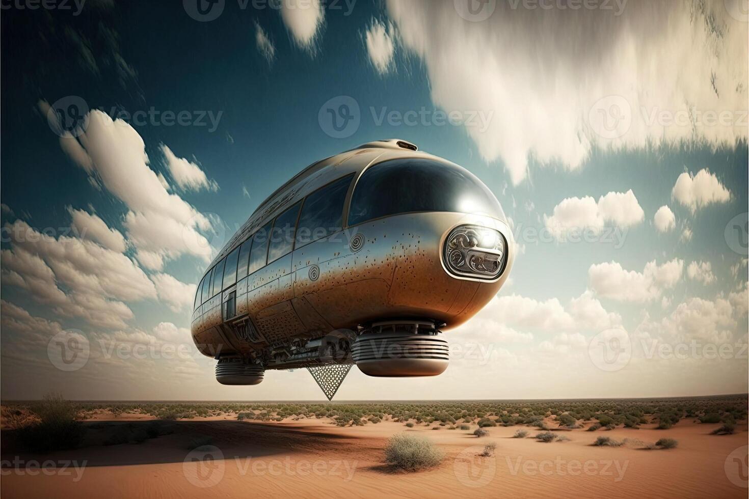 Konzept von magnetisch Levitation Zug ziehen um auf das Himmel Illustration generativ ai foto
