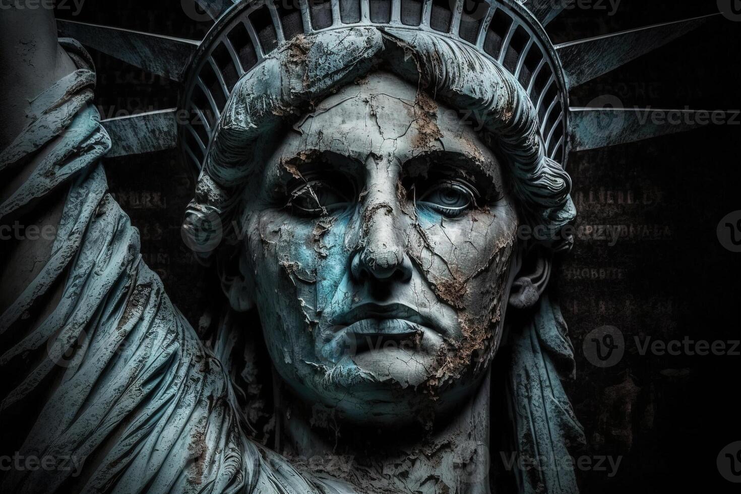 alt Gesicht Statue von Freiheit im Neu York Stadt Illustration generativ ai foto