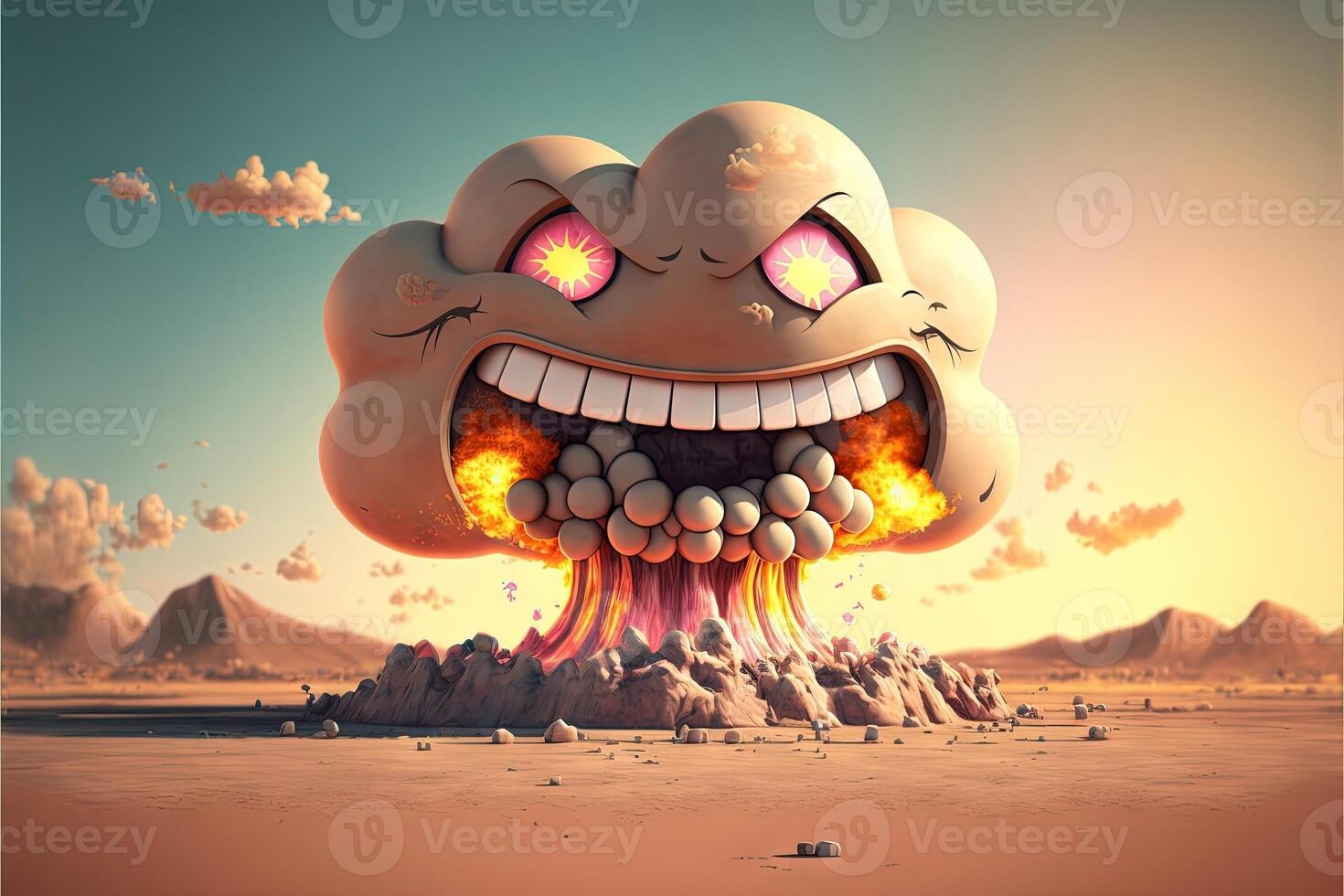 lächelnd atomar Bombe Illustration generativ ai foto