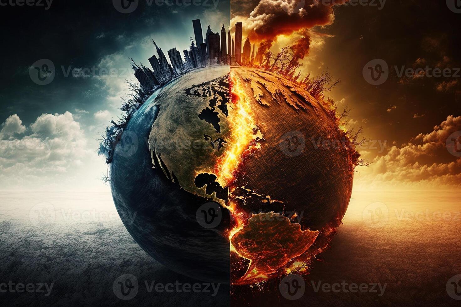 Klima Veränderung global Warnung abstrakt Illustration generativ ai foto
