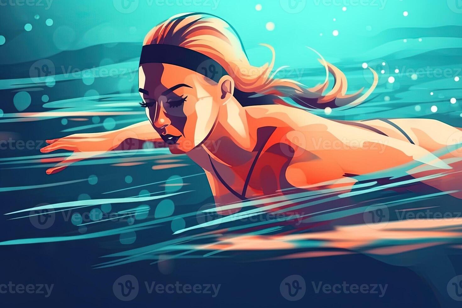 weiblich Schwimmer Ausbildung beim Schwimmen Schwimmbad Illustration generativ ai foto