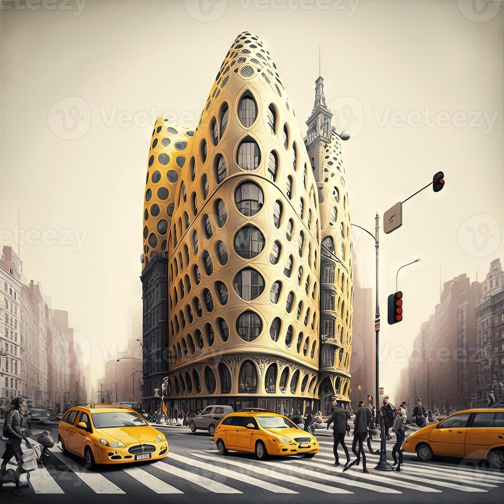 gaudi Bügeleisen Gebäude Ausführung im Neu York Stadt Illustration generativ ai foto