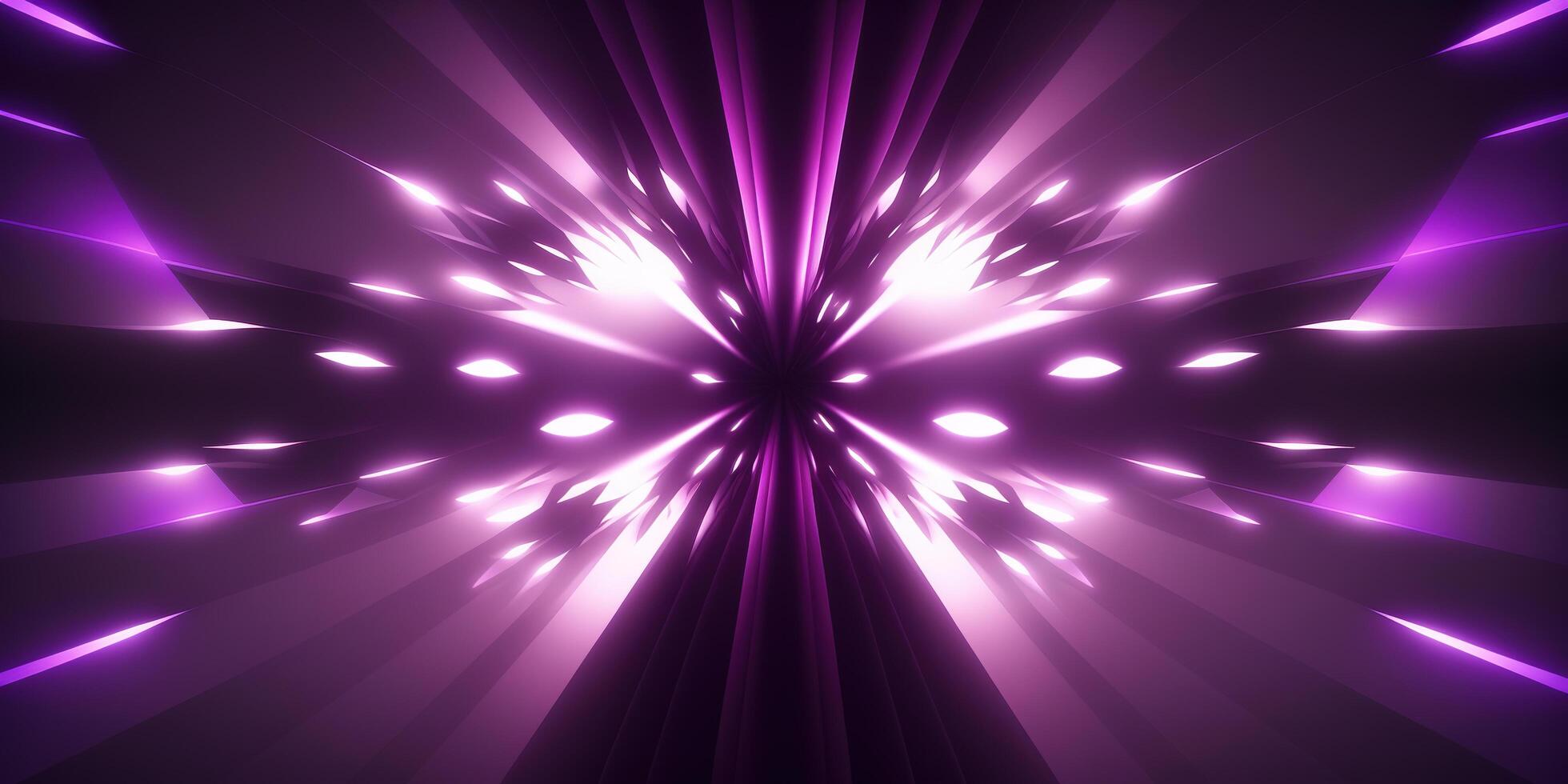 symmetrisch lila Technik Neon- Licht abstrakt Hintergrund mit Linien und Formen. ai generiert foto
