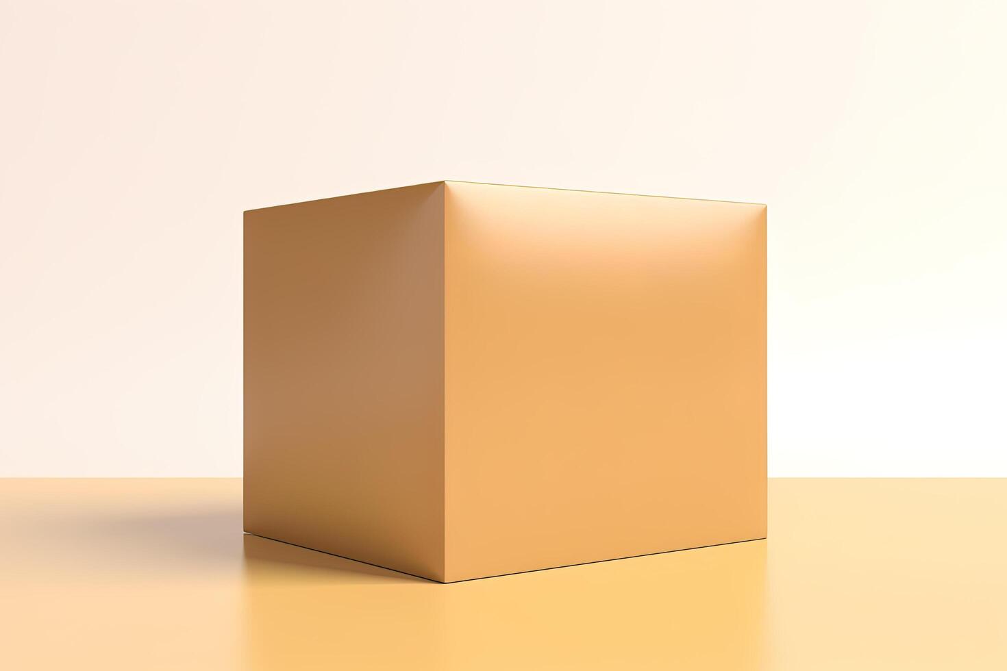 Karton Box isoliert auf Weiß und Beige Hintergrund. ai generiert foto