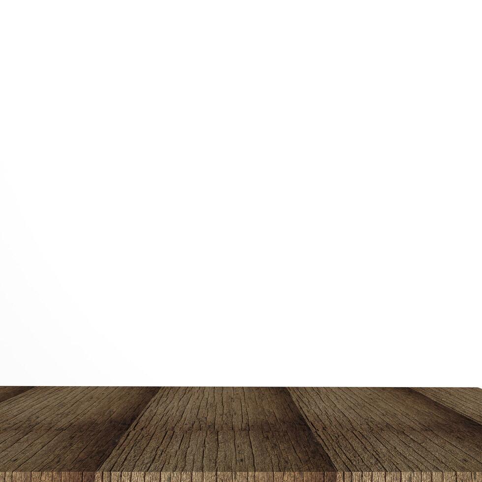 das alt Holz Tabelle Spitze, Regal oder Zähler Oberfläche isoliert auf isoliert Weiß Hintergrund foto