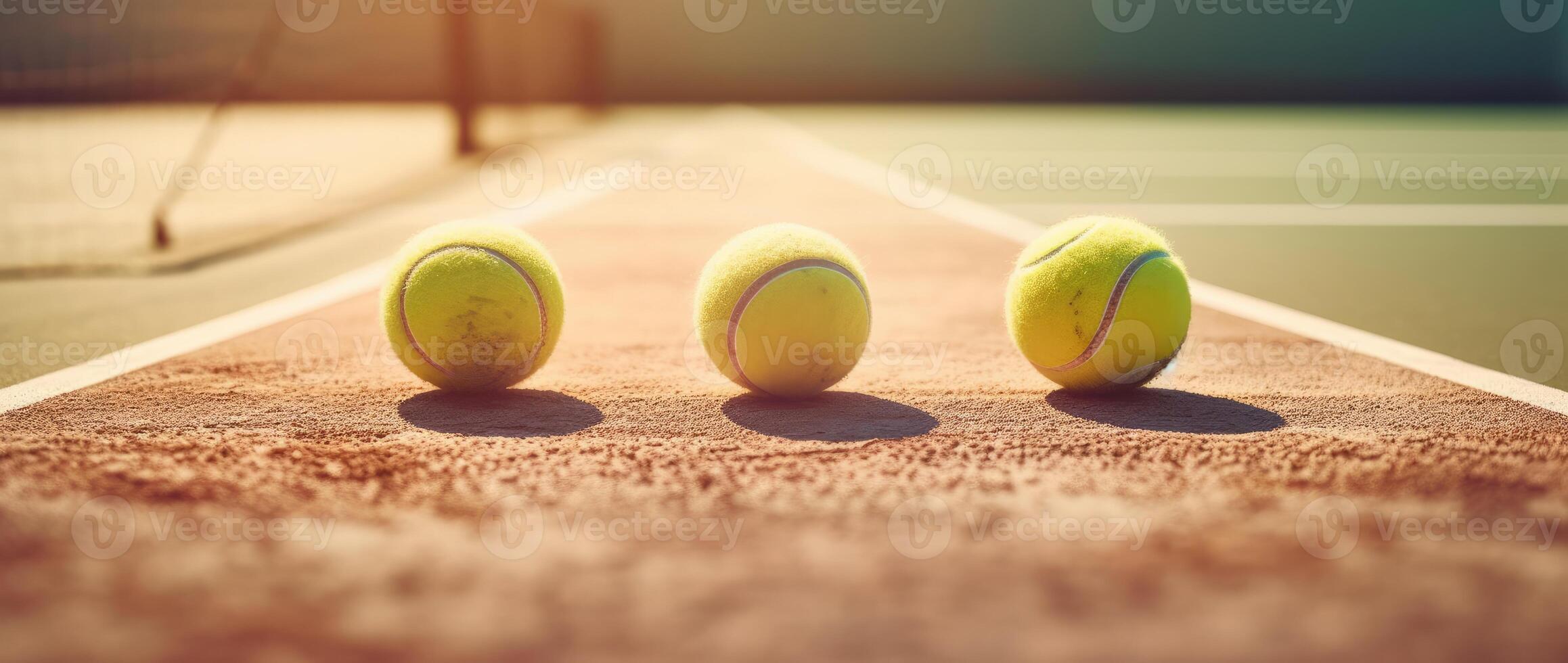 Tennis Bälle auf ein Gericht. generativ ai foto