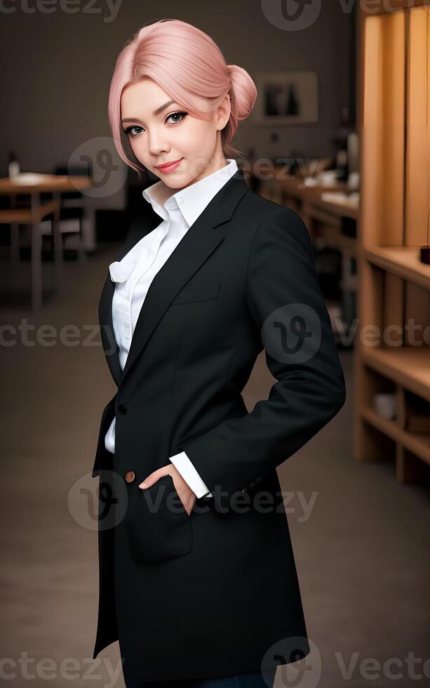 asiatisch Frau Forscher Wissenschaftler tragen Labor Mantel, generativ ai foto