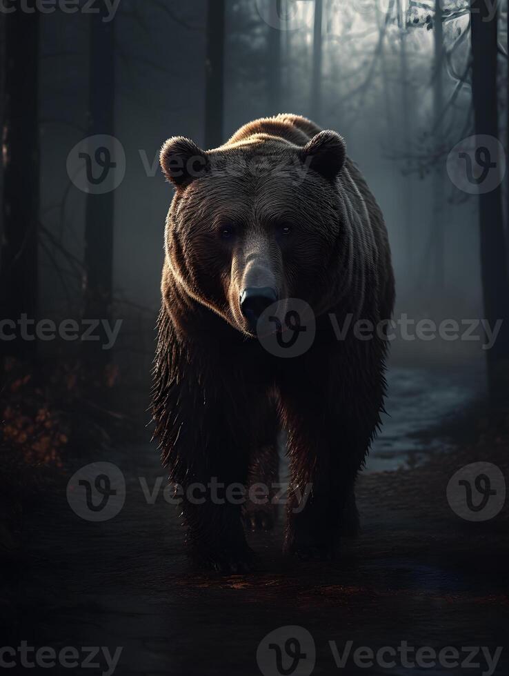 Grizzly Bär filmisch Fotoaufnahme perfekt zum Hintergrund hd, ai generiert foto