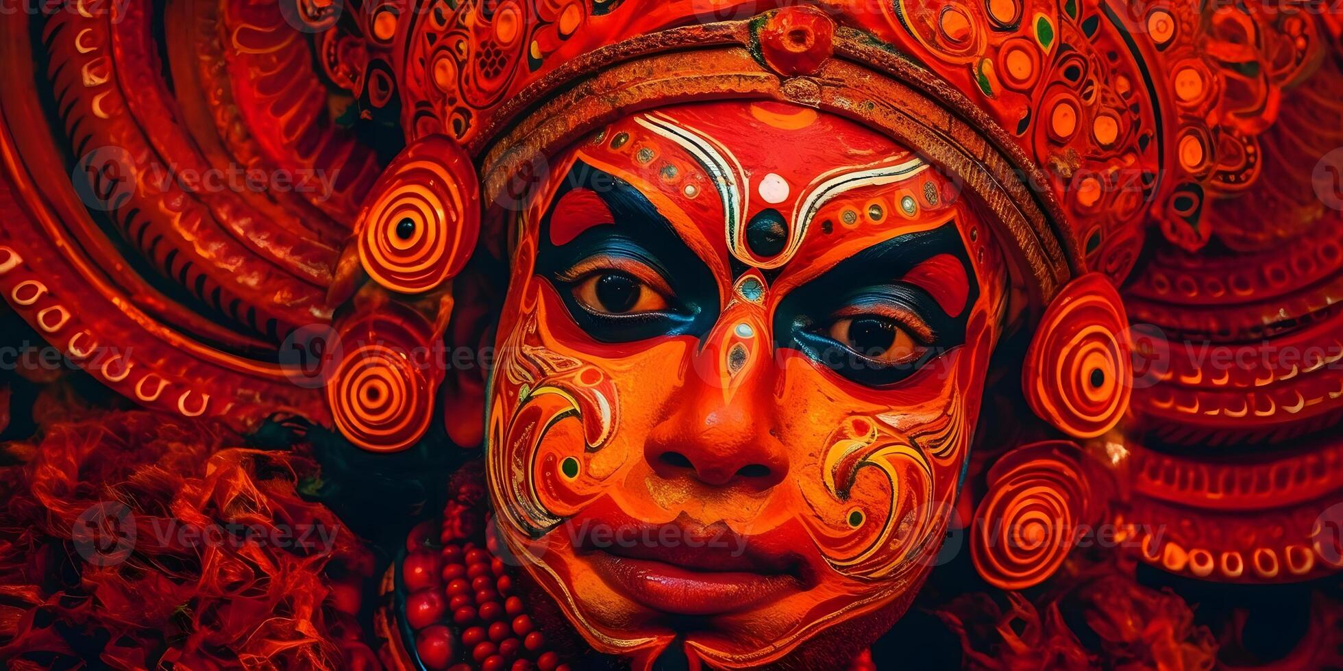 sieyam Gesicht traditionell bilden, Kunst von Kerala, Indien. Tapeten. ai generiert foto