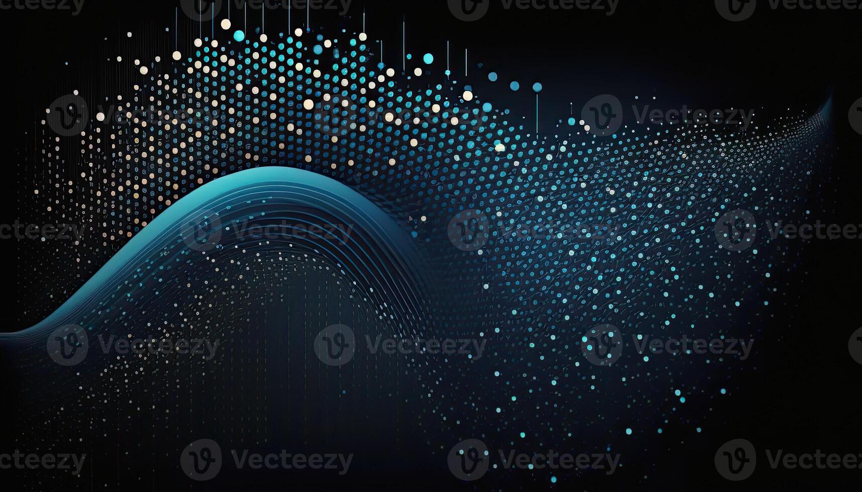 abstrakt Hintergrund von in Verbindung gebracht Blau Punkte oder Punkte, Cyber Partikel Wellen. groß Daten Strom. generativ ai. foto