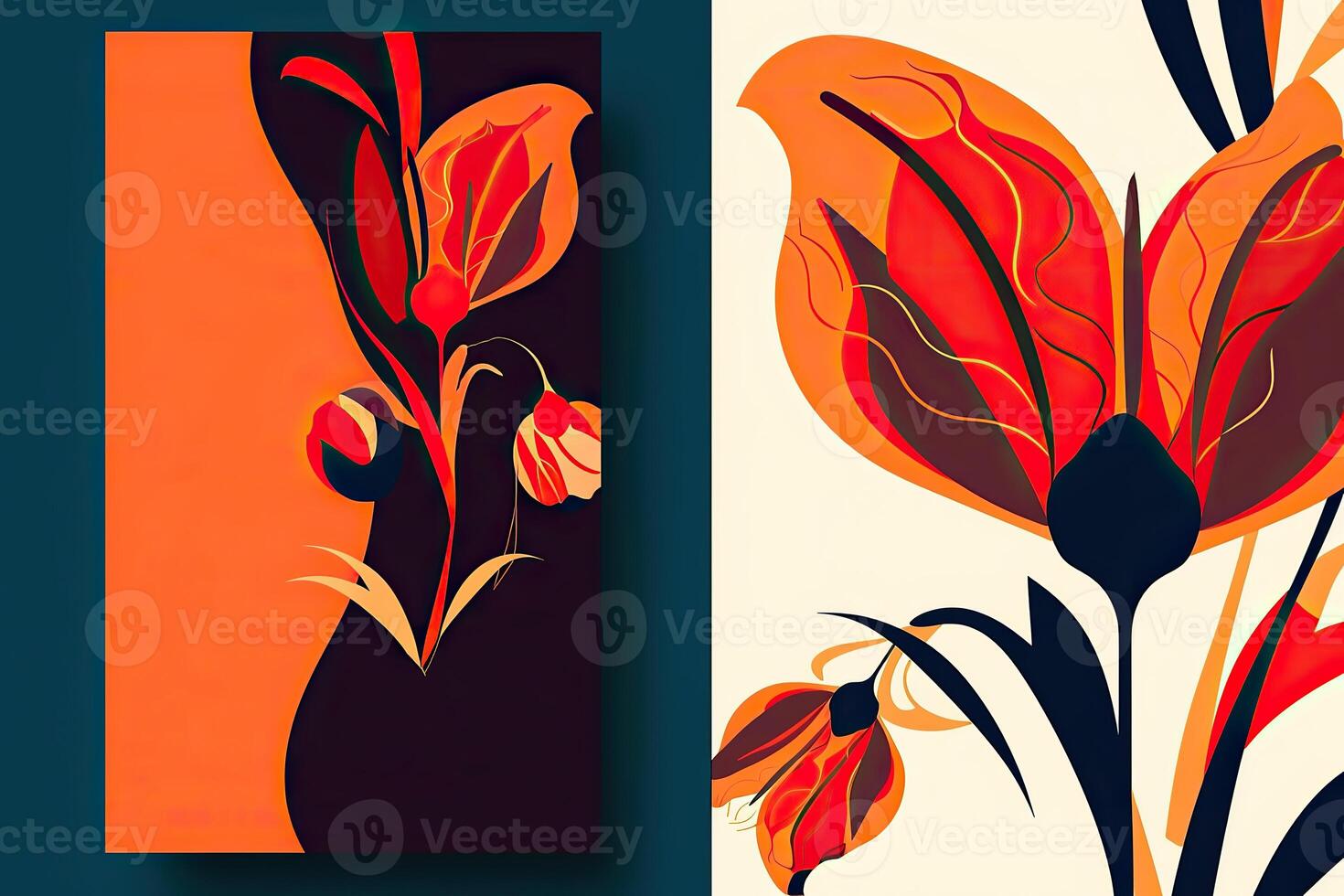 botanisch Komposition wie schön Blume, Blätter dekorativ Karte oder Buch Abdeckung. generativ ai Illustration. foto