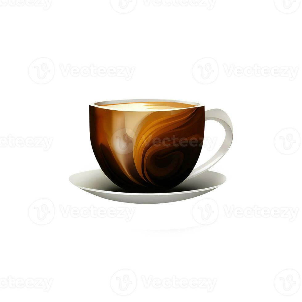 isoliert braun Kaffee oder Tee Tasse mit Weiß Untertasse 3d Symbol. foto