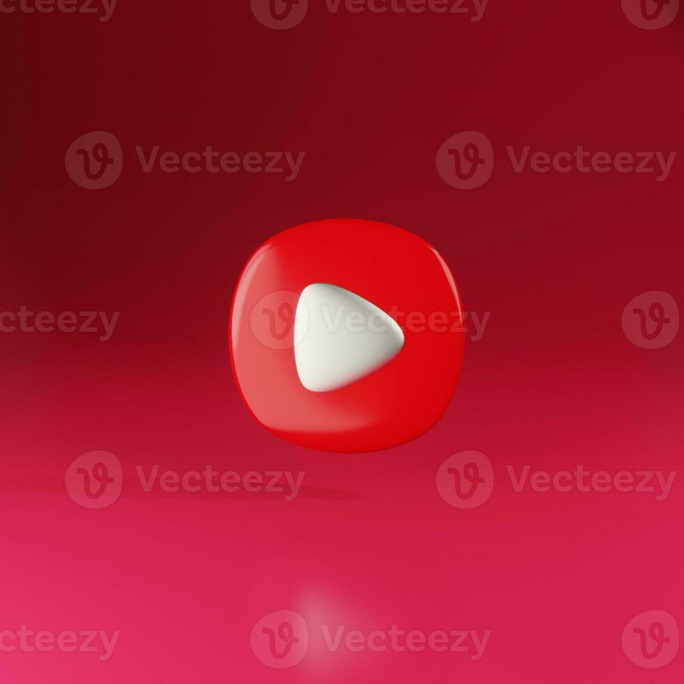 3d einfach abspielen Video oder Audio- Symbol isoliert Illustration auf Pastell- rot Hintergrund hoch Qualität realistisch 3d machen foto