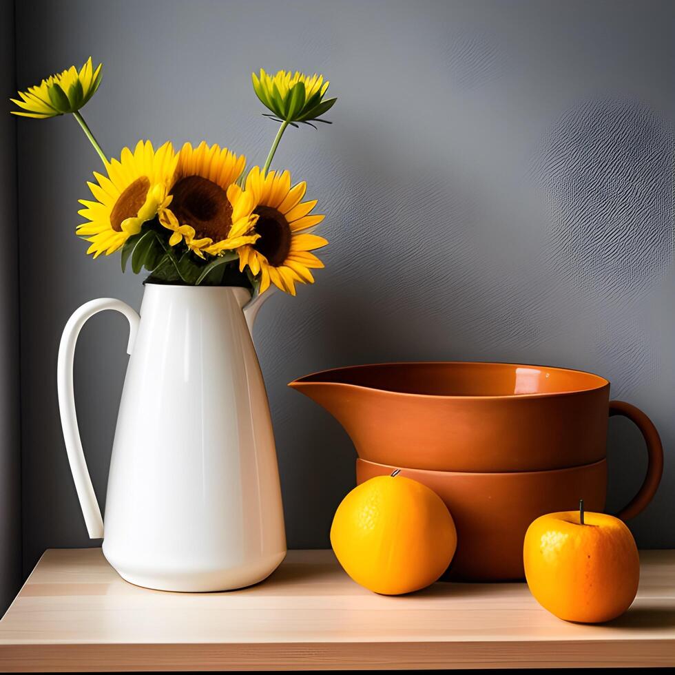 ai generiert Bild von Sonnenblume Vase foto