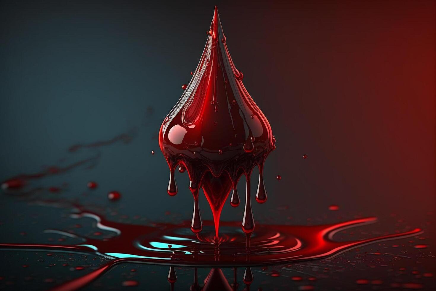 ai Illustration 3d Blut fallen Nahansicht Spiegeln Mikroskop ai generiert foto