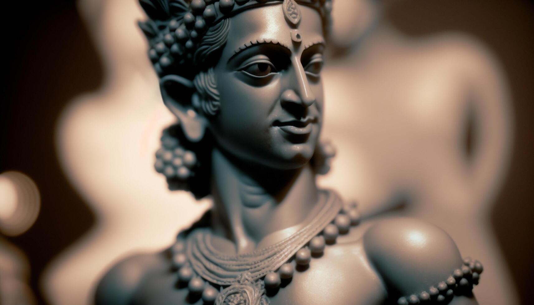 heiter Porträt von Herr Krishna, das Gott von Liebe und Barmherzigkeit ai generiert foto