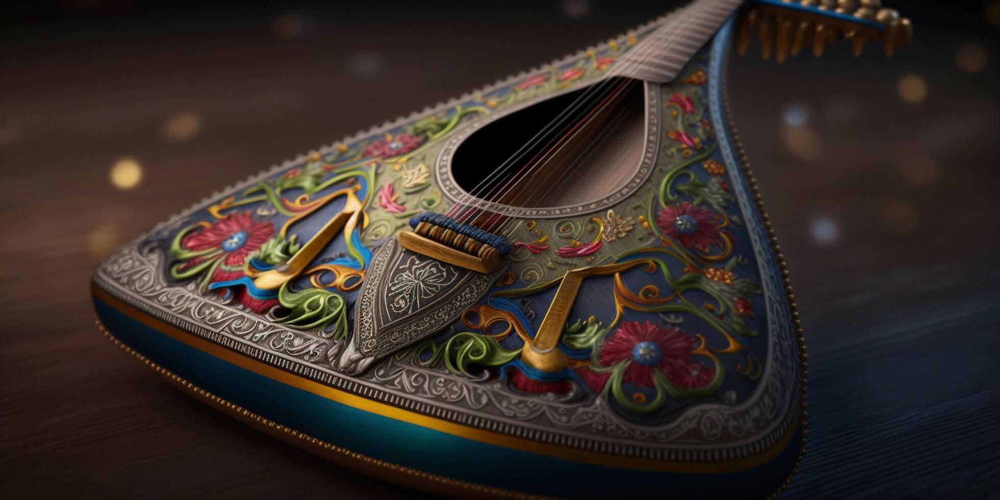 melodisch Charme von das Balalaika traditionell Russisch besaitet Instrument ai generiert foto