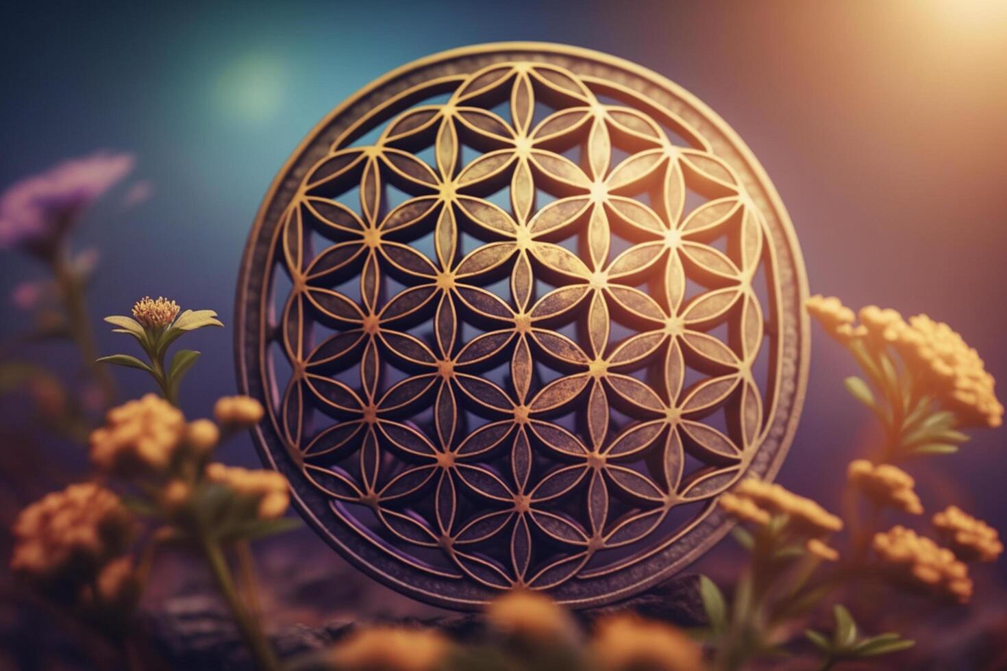Hippie - - Blume von Leben Mandala - - spirituell Kunstwerk zum Meditation und Achtsamkeit ai generiert foto