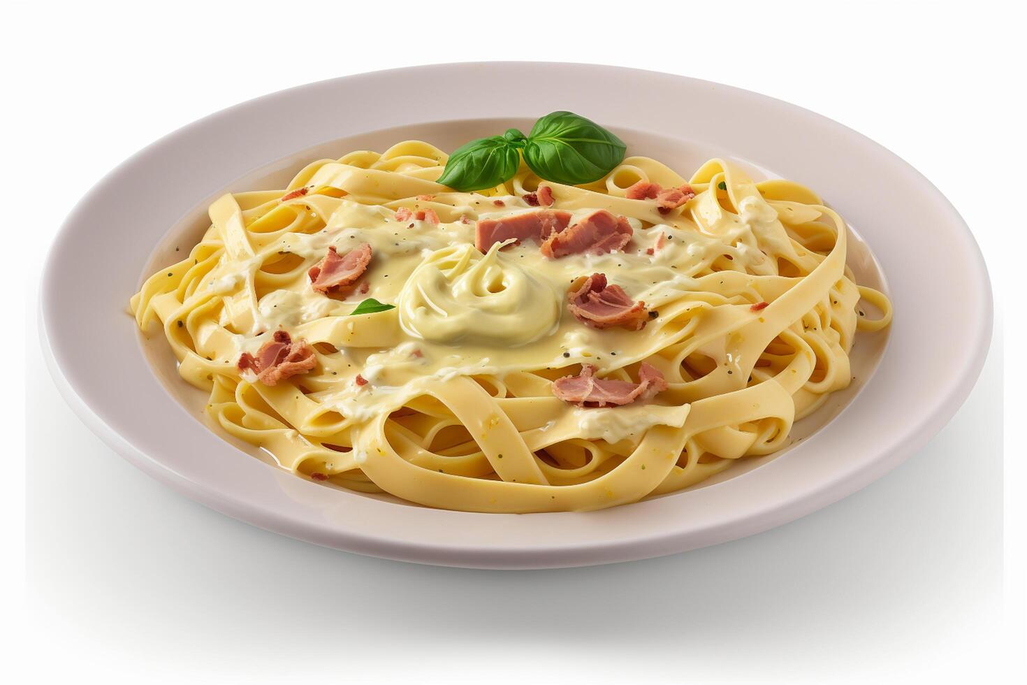 klassisch Italienisch Carbonara Gericht auf isoliert Weiß Hintergrund ai generiert foto