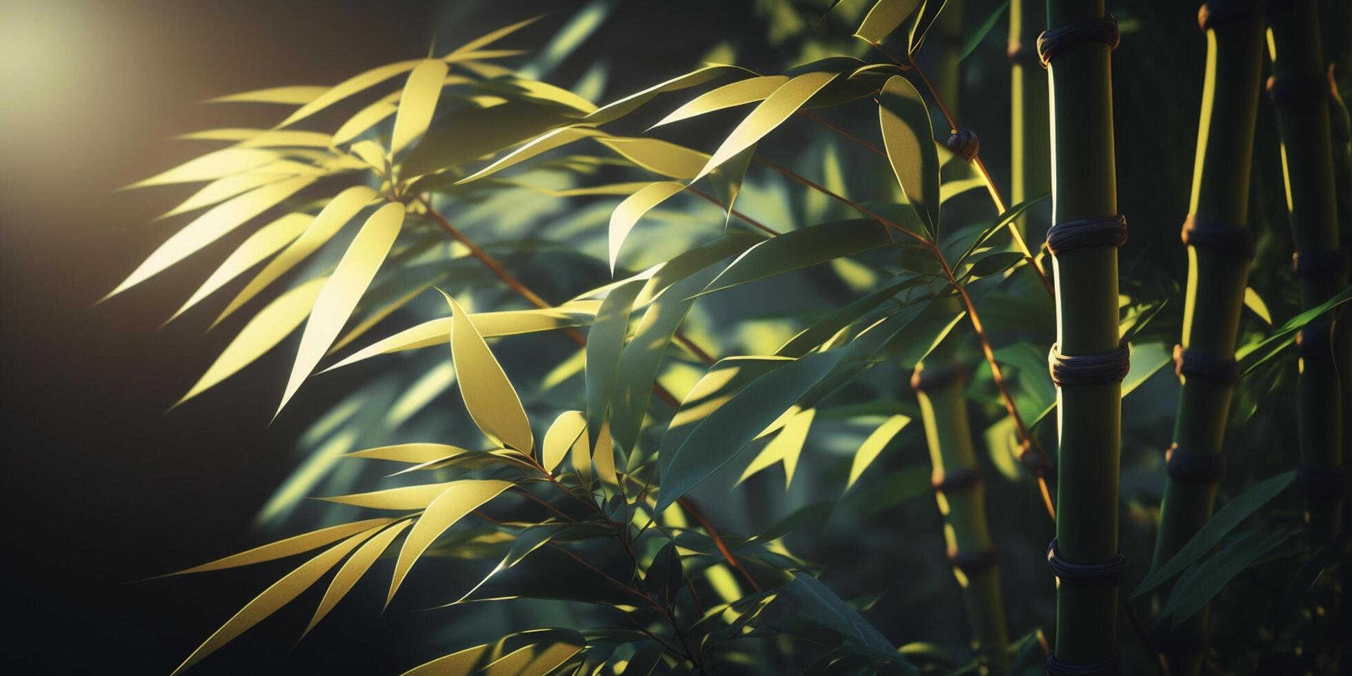 Illustration von Bambus im Sonnenlicht Spa entspannen ai generiert Inhalt ai generiert foto