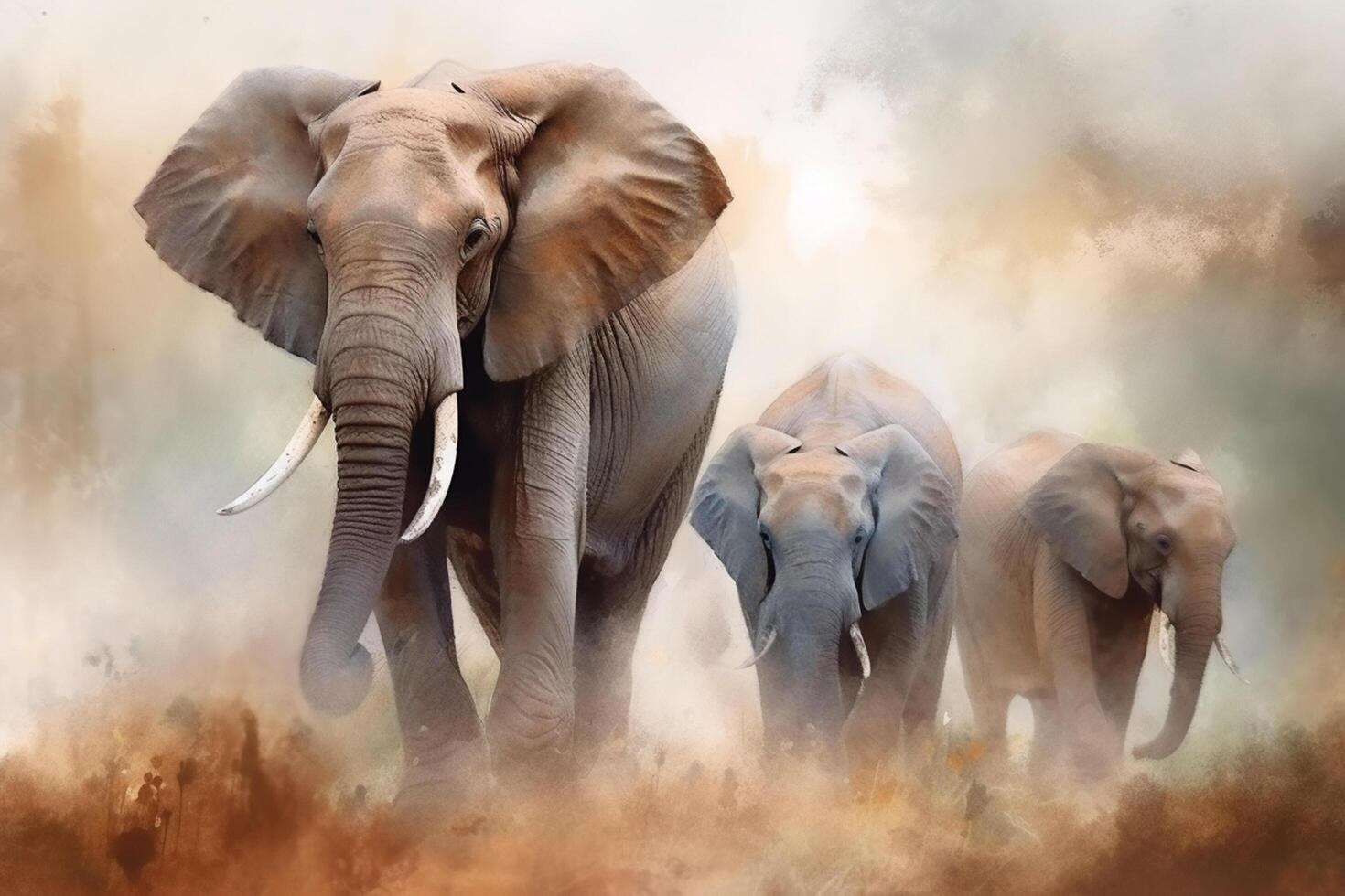 das majestätisch Elefant im Sepia ein Aquarell Gemälde ai generiert foto