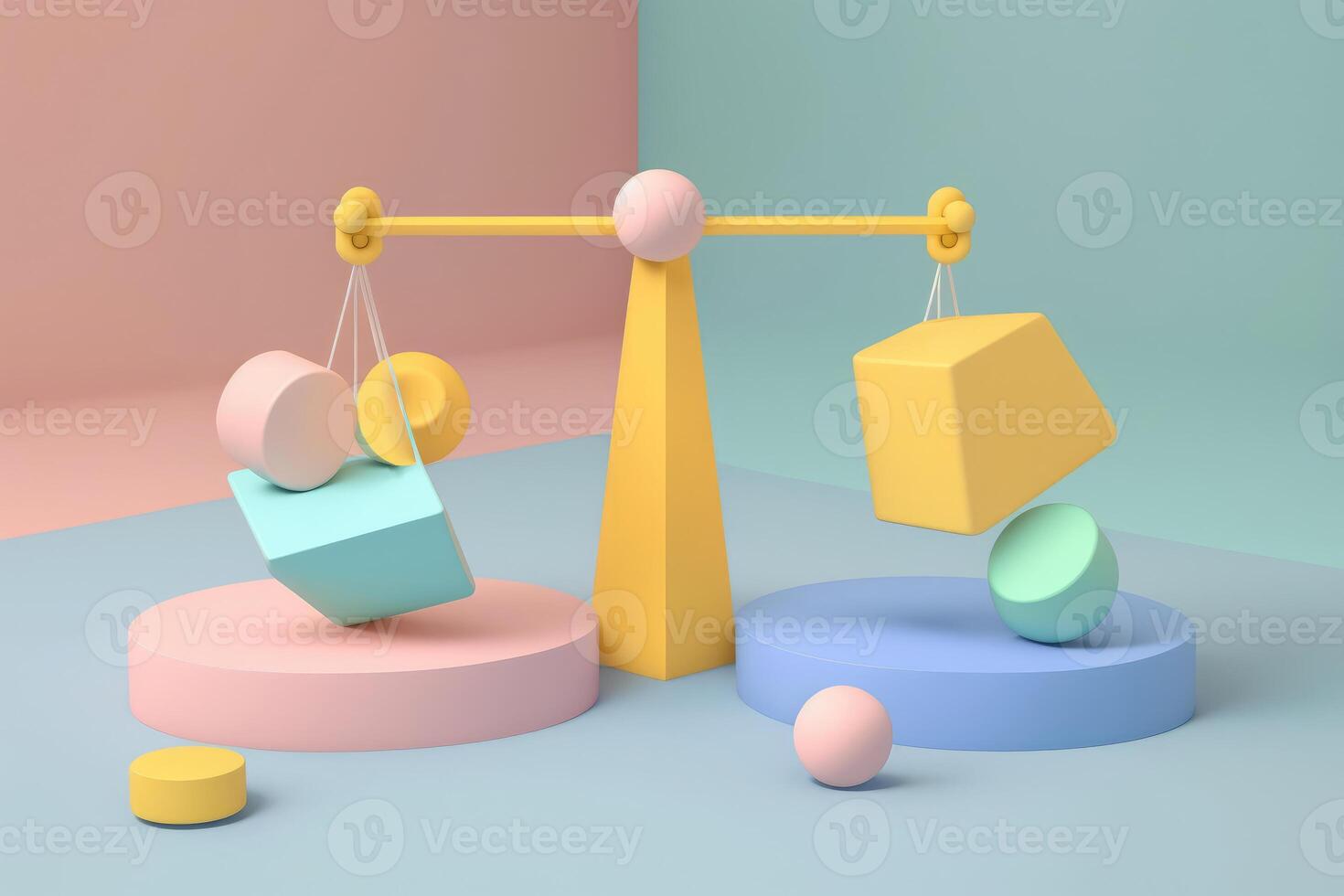 Balance Konzept. Illustration von farbig geometrisch Formen im 3d Stil. foto